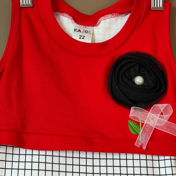 NWOT 2/3 Year Old Girls Black, White, and Red Colour Dress With Frills - Picture 16 of 16